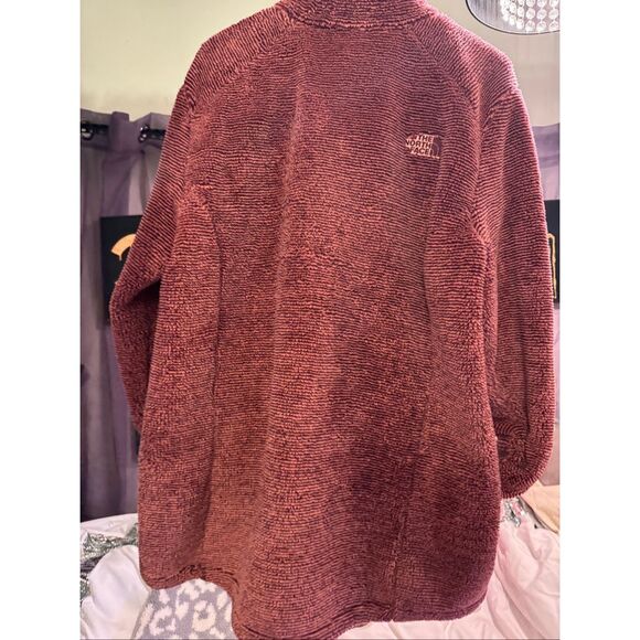 Tnf- north face ribbed brick red fuzzy full zip up osito Jacket/coat xxl plus - Picture 4 of 7